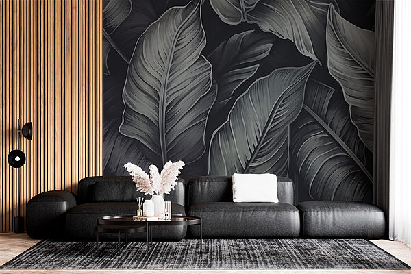 Textured leaves on a dark background Wall murals Textured leaves on a dark background
