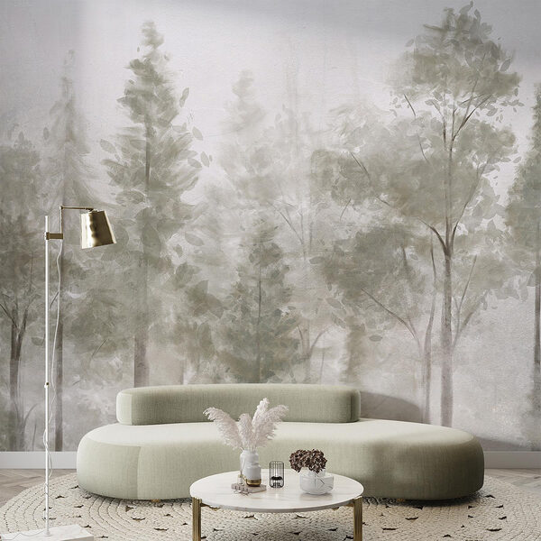 Wall mural Wall mural Group of trees in fog (SKU: w08411)