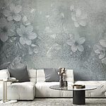 Wall murals White flowers on a grey background
