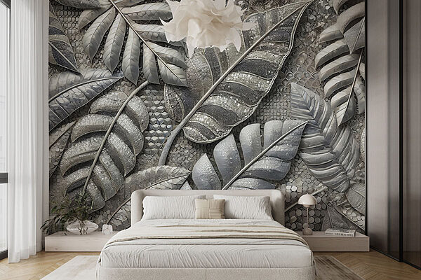 Textured leaves in an intricate design Wall murals Textured leaves in an intricate design