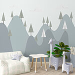 Wall murals Mountain with trees on it