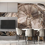 Wall murals Circular building with multiple staircases and pictures on the walls