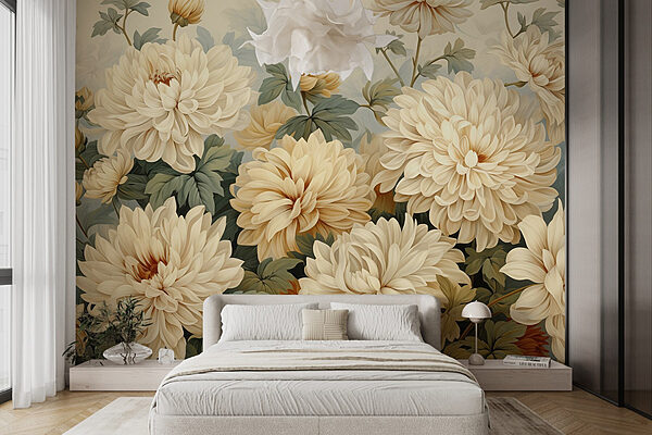 Elegant blooms in soft hues Wall murals Elegant blooms in soft hues