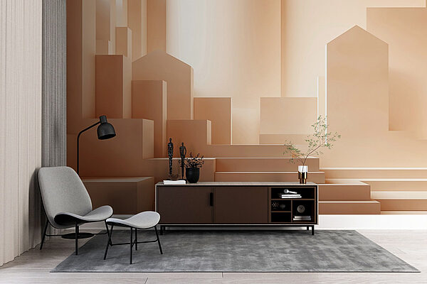 Set of stairs in a room Wall murals Set of stairs in a room