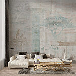 Wall murals Wallpaper with trees and birds