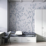 Wall murals Wallpaper with birds and trees