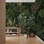 Wall mural Wallpaper with many different types of leaves