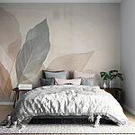 Wall murals Soft leaves in gentle hues.