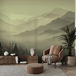 Wall murals Foggy mountain landscape with trees
