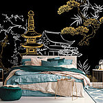 Wall murals Serene Asian landscape with intricate designs