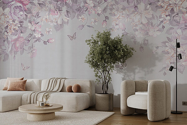 Wall mural Wall mural Floral pattern with butterflies (SKU: u94295v2)