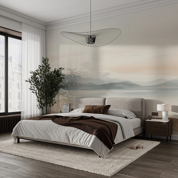 Landscape with hills and fog Wall murals Landscape with hills and fog
