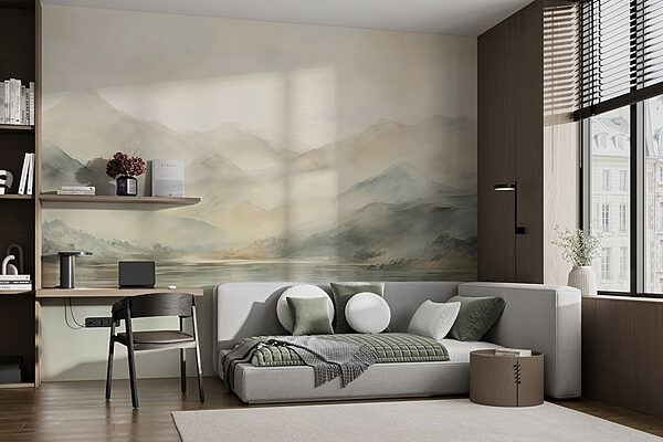 Water and mountains in the distance Wall murals Water and mountains in the distance