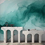 Wall mural Flowing shades of tranquil teal hues