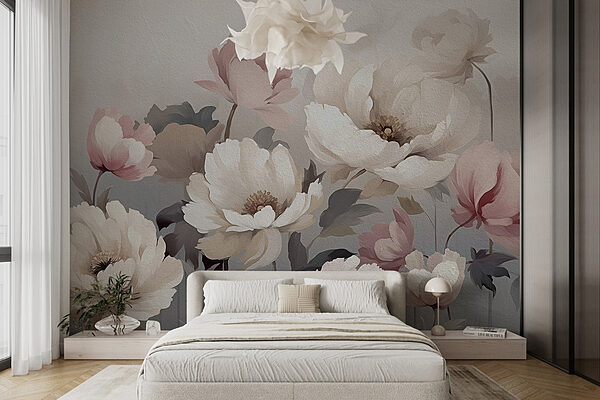 Painting of flowers on a wall Wall murals Painting of flowers on a wall