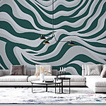 Wall murals Green and white striped pattern