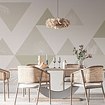 Wall murals White and grey triangles with leaves