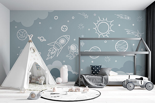Wall mural Wall mural Space scene with clouds and stars (SKU: w02104v1)