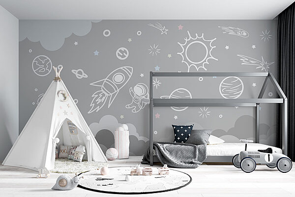 Space scene with clouds and stars Wall murals Space scene with clouds and stars