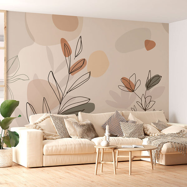 Wall murals Drawing of leaves and flowers (SKU: w02103) Wall murals Wall murals Drawing of leaves and flowers (SKU: w02103)