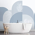Wall murals White leaves on a blue background