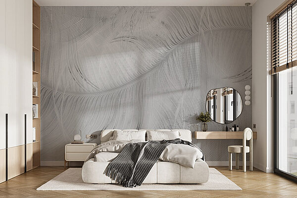 White feather pattern on a white surface Wall murals White feather pattern on a white surface