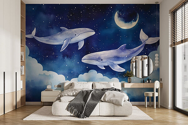 Two whales in the sky Wall murals Two whales in the sky