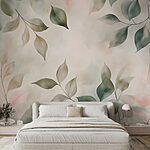 Wall murals Delicate leaves in soft hues.