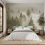 Wall mural Group of trees in the fog