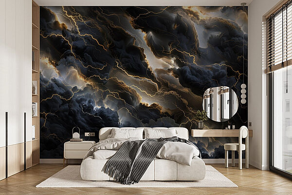 Black clouds with lightning Wall murals Black clouds with lightning