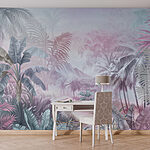 Wall mural Painting of a forest with palm trees