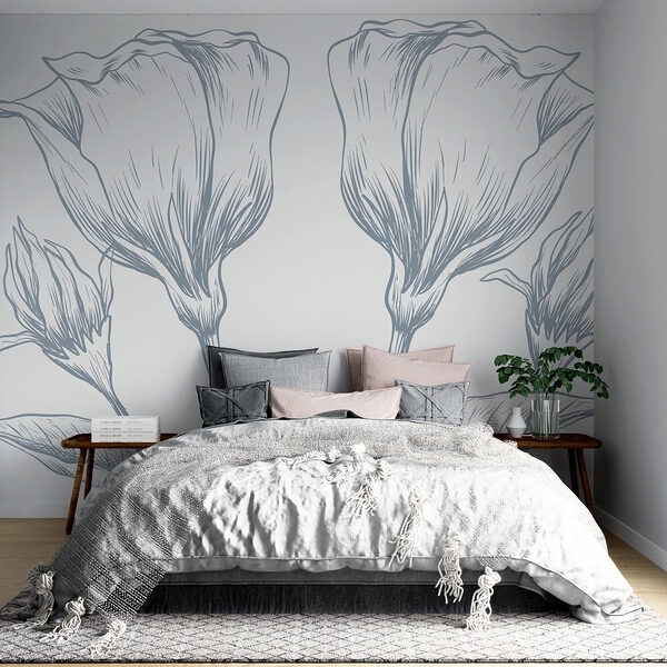 Floral elegance in delicate lines Wall murals Floral elegance in delicate lines