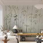 Wall mural Bamboo stems with leaves painted on them