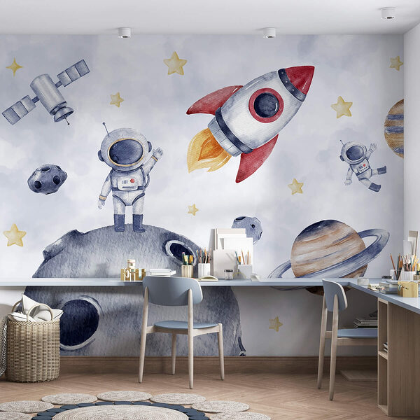 Watercolor of space objects Wall mural Watercolor of space objects