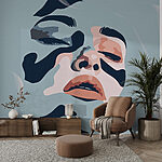 Wall murals Woman’s face with black and blue paint