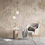Wall mural White ornate design on a brown surface