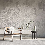 Wall mural White ornate design on a grey surface