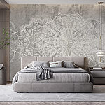 Wall murals White ornate design on a grey surface