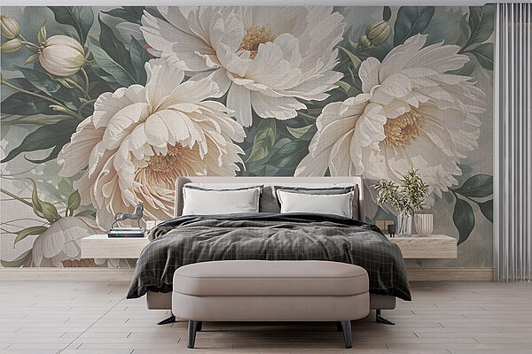 Wall murals Delicate blooms in soft hues (SKU: w08377) Wall murals Wall murals Delicate blooms in soft hues (SKU: w08377)