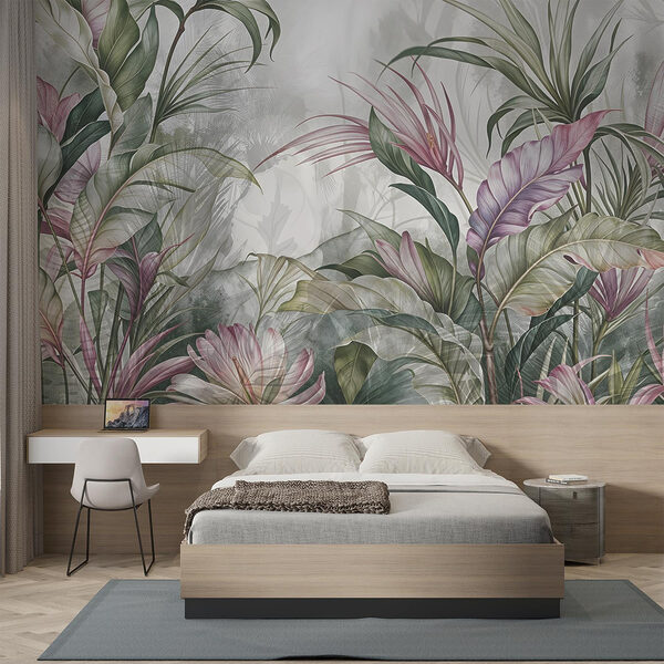 Painting of flowers and leaves Wall murals Painting of flowers and leaves