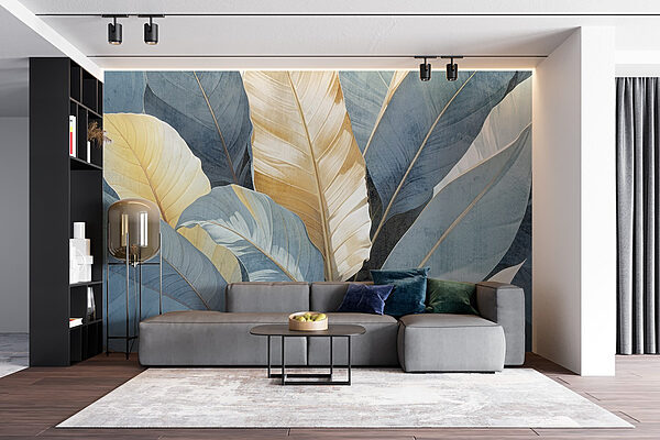 Textured Leaves in Soft Hues Wall murals Textured Leaves in Soft Hues