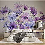 Wall murals Group of purple and blue flowers