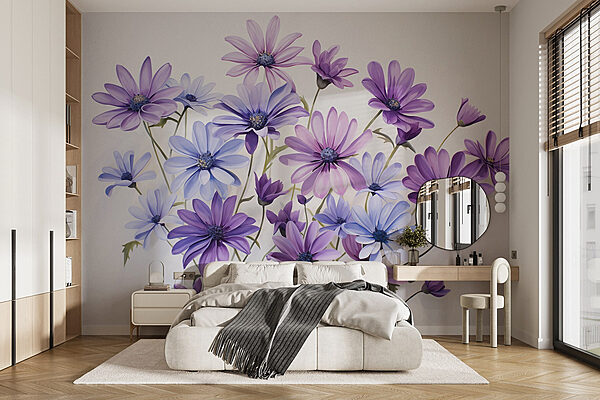 Group of purple and blue flowers Wall murals Group of purple and blue flowers