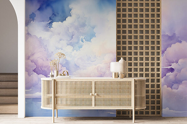 Watercolor painting of clouds Wall murals Watercolor painting of clouds
