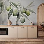 Wall mural Branch with green fruits and leaves