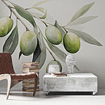 Wall murals Branch with green fruits and leaves