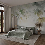Wall mural Gentle leaves in soft hues