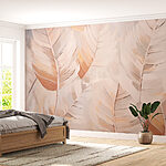 Wall murals Soft leaves in gentle tones.