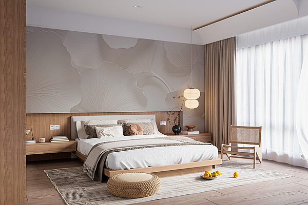 Delicate, textured leaves in soft hues Wall murals Delicate, textured leaves in soft hues