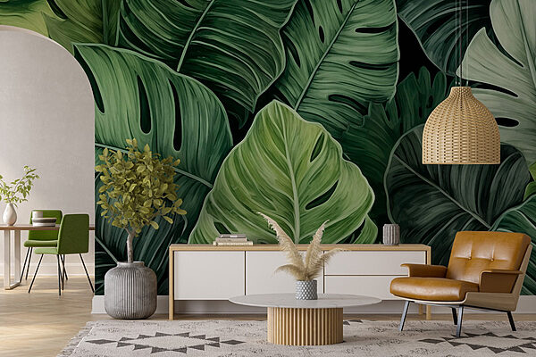 Group of green leaves Wall murals Group of green leaves